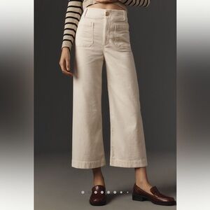 Maeve For Anthropologie Colette Ivory Corduroy Pants 25 Cream Wide Leg Crop Pant